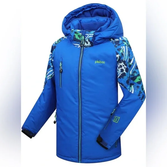 PHIBEE Mens Waterproof Windproof Outdoor Fleece Ski Jacket w Removable Hood NEW